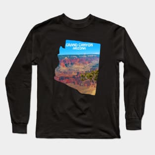 Grand Canyon Arizona map Grand Canyon photo Arizona tourism Long Sleeve T-Shirt